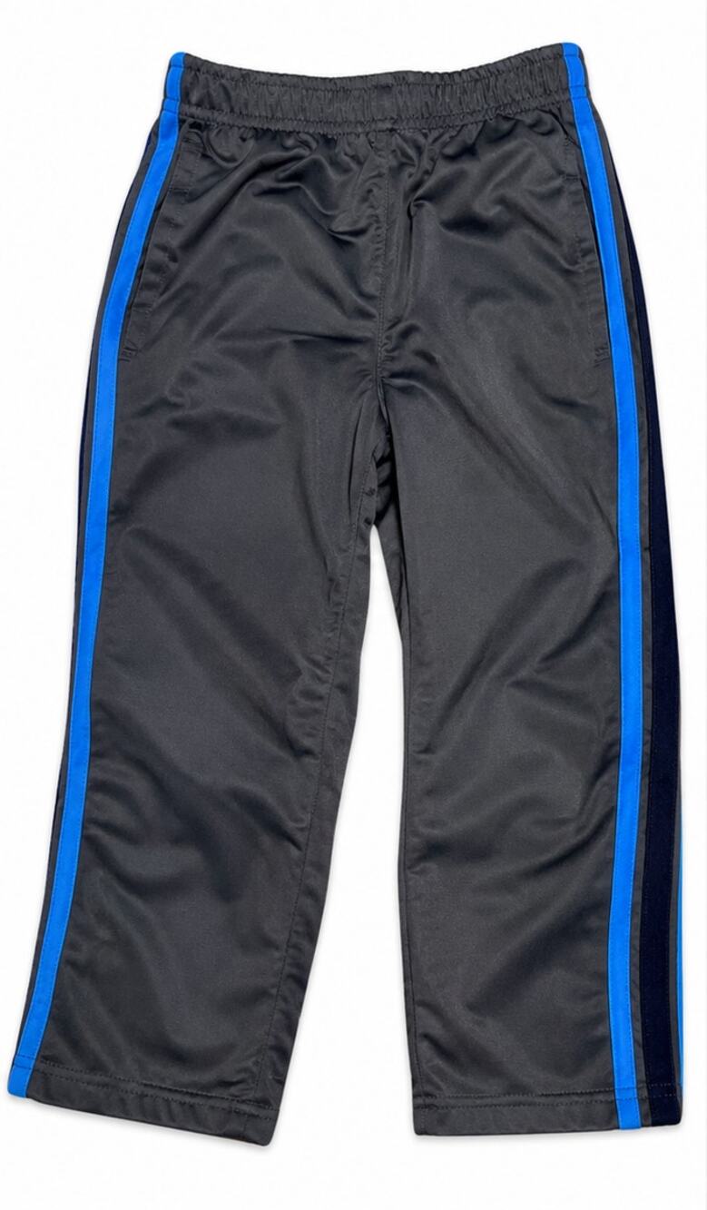 OshKosh Boys Athletic Track Pants Size 5T Gray Blue Stripe Pull On
